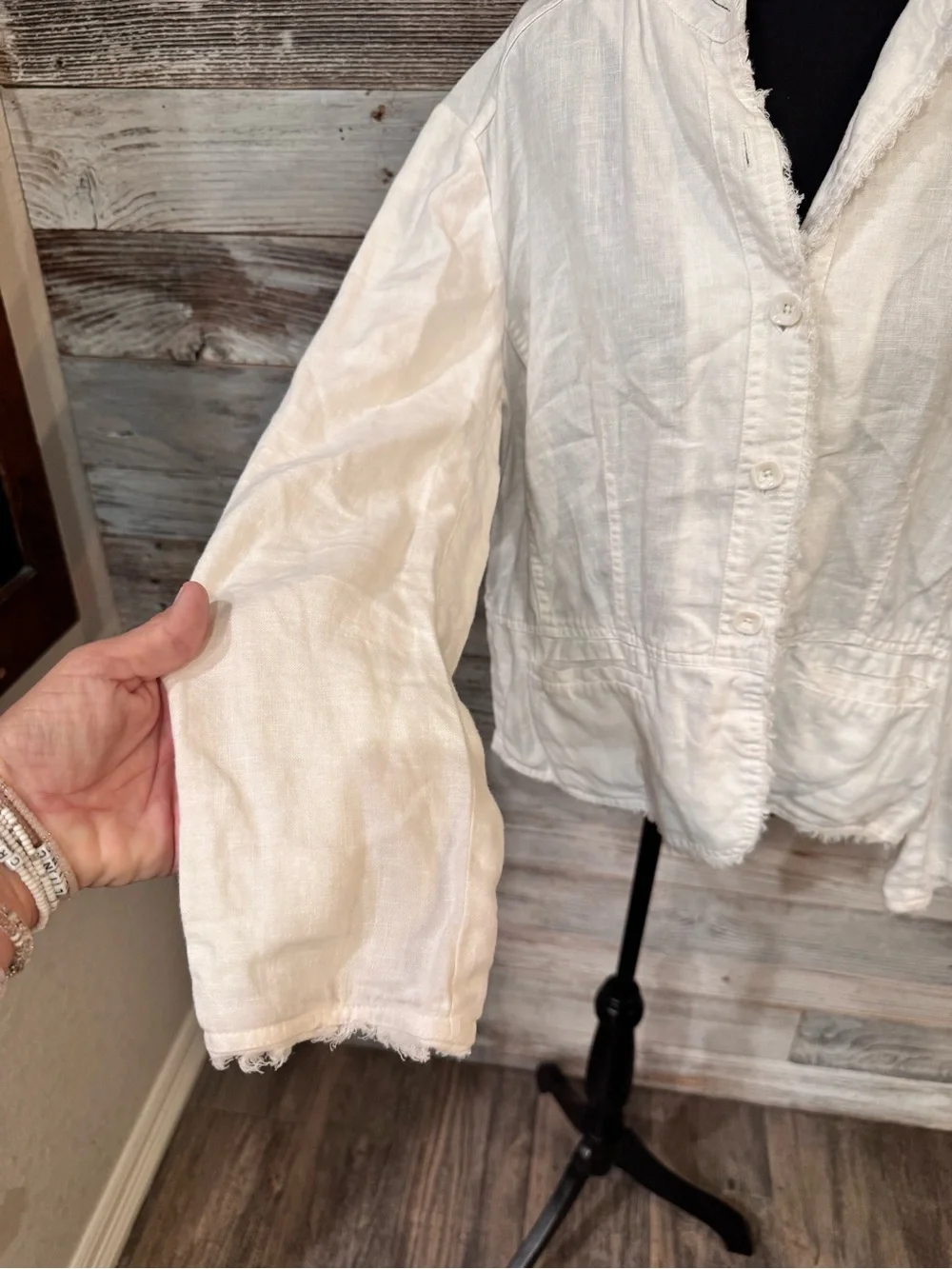 NWT Coldwater Creek Shabby Chic White Button-Down Shacket